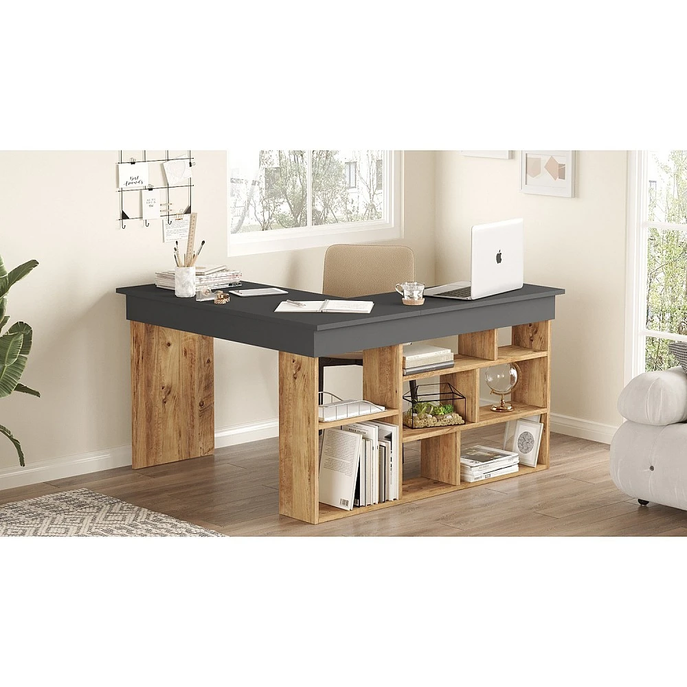 ArteLibre Γραφείο ArteLibre CANN Πεύκο/Ανθρακί Μοριοσανίδα 115x120x72cm - 15350090 - inde.gr ArteLibre Γραφείο ArteLibre CANN Πεύκο/Ανθρακί Μοριοσανίδα 115x120x72cm - 15350090 - inde.gr