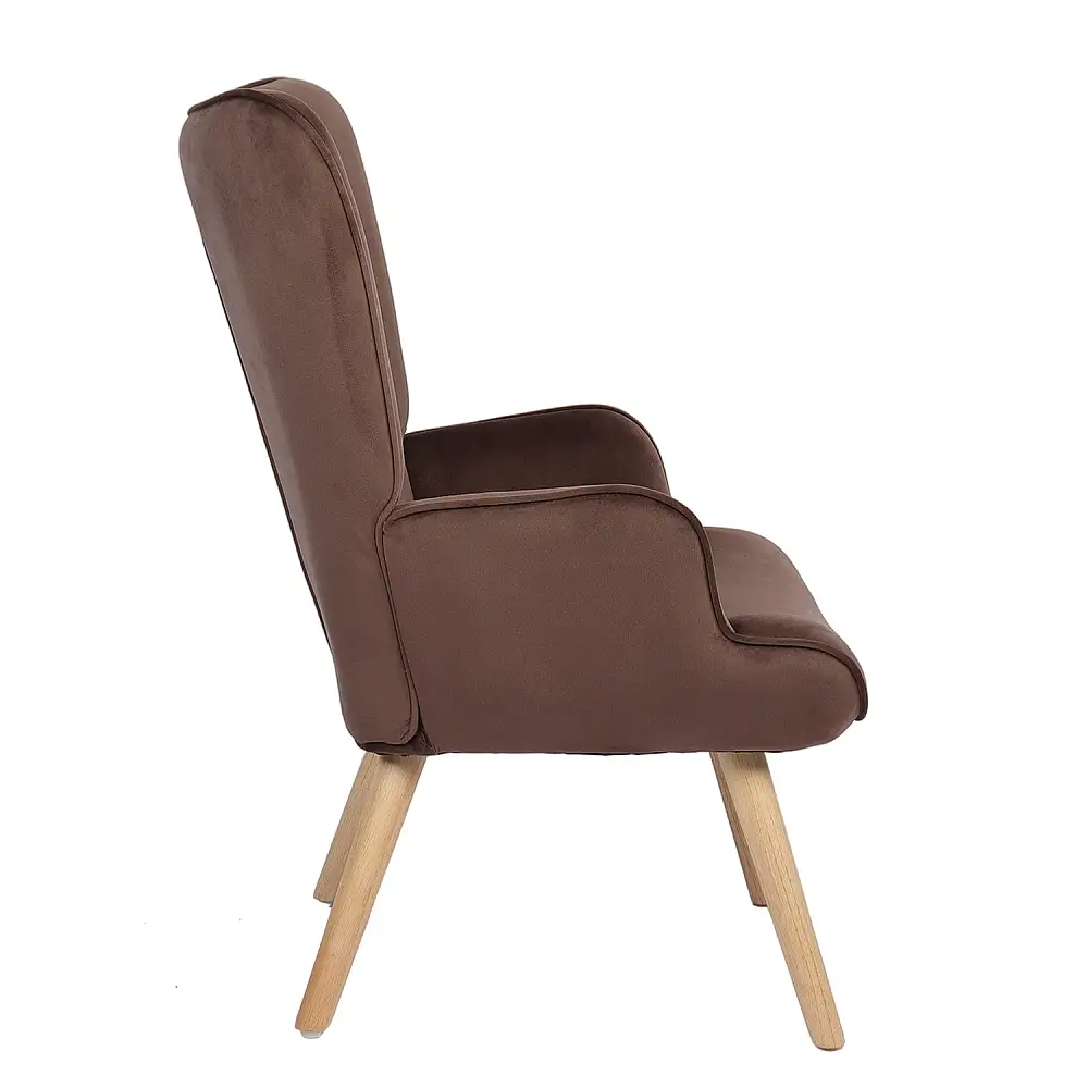 ArteLibre Πολυθρόνα ArteLibre MARION Καφέ Βελούδο/Ξύλο 73x69x96cm - 14770069 - inde.gr