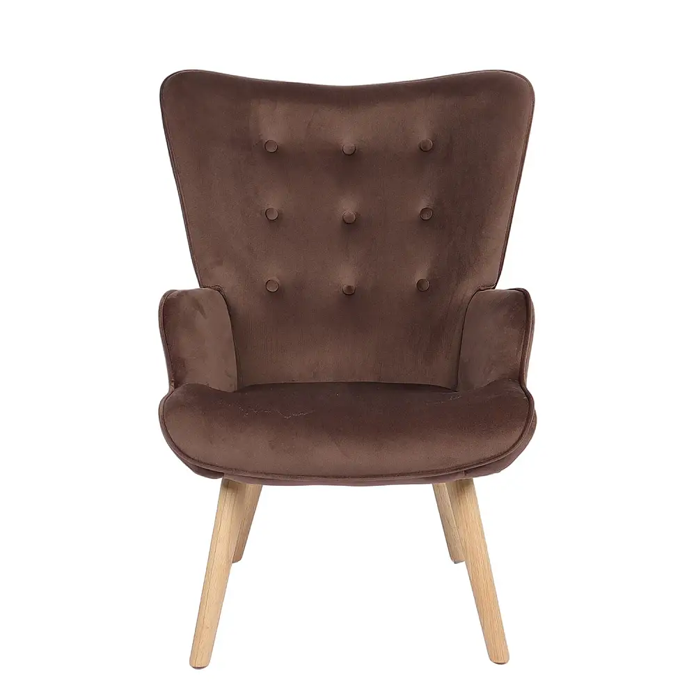 ArteLibre Πολυθρόνα ArteLibre MARION Καφέ Βελούδο/Ξύλο 73x69x96cm - 14770069 - inde.gr