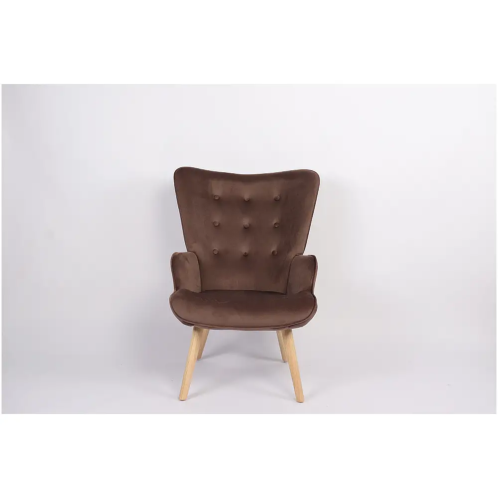 ArteLibre Πολυθρόνα ArteLibre MARION Καφέ Βελούδο/Ξύλο 73x69x96cm - 14770069 - inde.gr