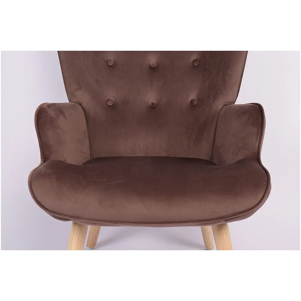 ArteLibre Πολυθρόνα ArteLibre MARION Καφέ Βελούδο/Ξύλο 73x69x96cm - 14770069 - inde.gr