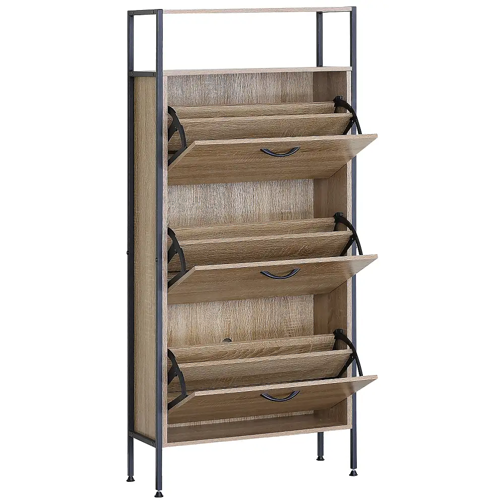 ArteLibre Παπουτσοθήκη ArteLibre ALDERWYN Δρυς/Μαύρο Μοριοσανίδα/Μέταλλο 63x24x141cm - 15340024 - inde.gr