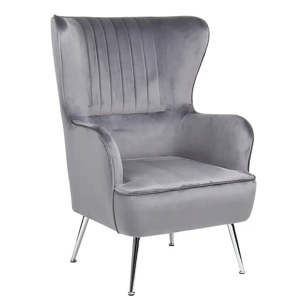 ArteLibre Πολυθρόνα ArteLibre VITTORIA Γκρι Βελούδο 76x79x101cm - 14360031 - inde.gr
