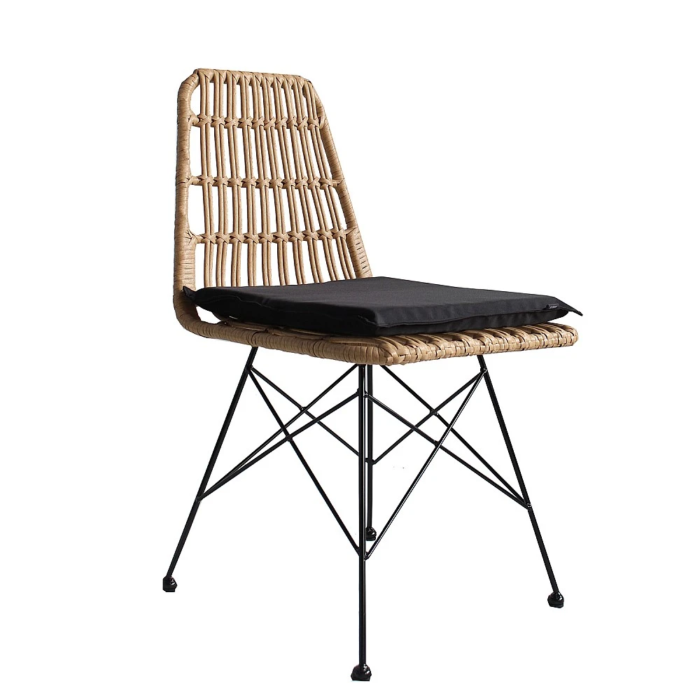 ArteLibre Καρέκλα Κήπου ArteLibre ALFONSE Φυσικό/Μαύρο Μέταλλο/Rattan 47x62x81cm - 14510010 - inde.gr