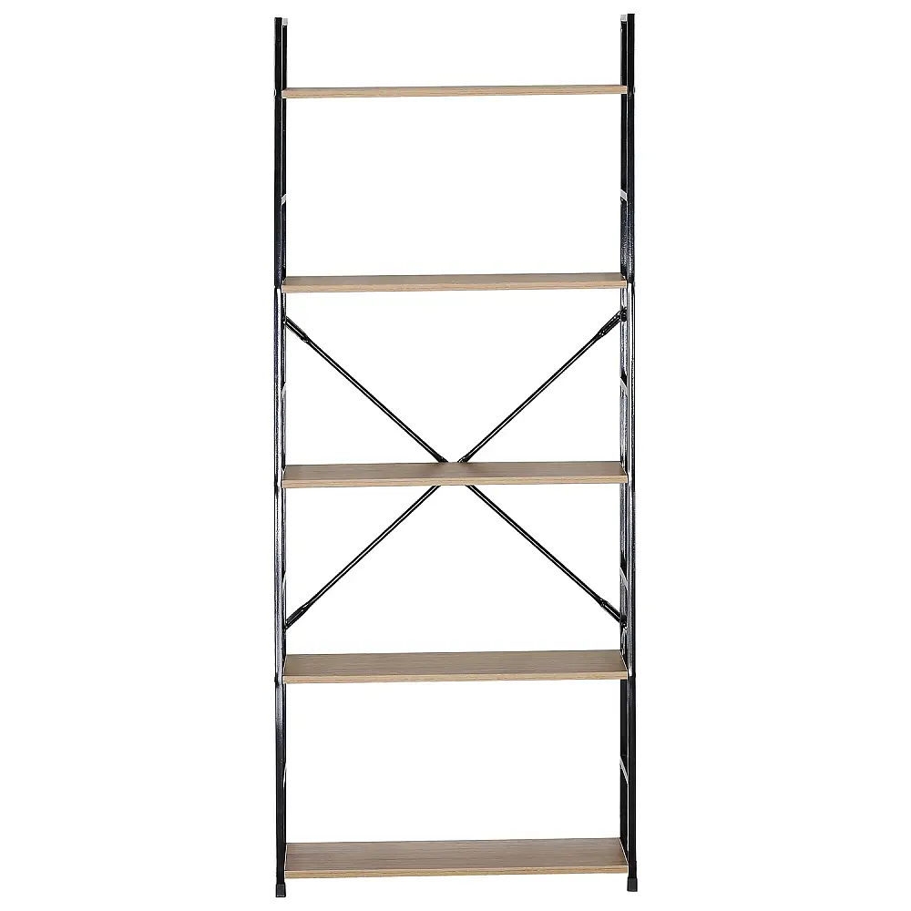 ArteLibre Ραφιέρα ArteLibre DARROW Με 5 Ράφια Δρυς/Μαύρο Μοριοσανίδα/Μέταλλο 58.6x23.5x144cm - 15340028 - inde.gr