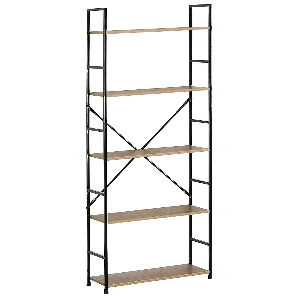 ArteLibre Ραφιέρα ArteLibre DARROW Με 5 Ράφια Δρυς/Μαύρο Μοριοσανίδα/Μέταλλο 58.6x23.5x144cm - 15340028 - inde.gr