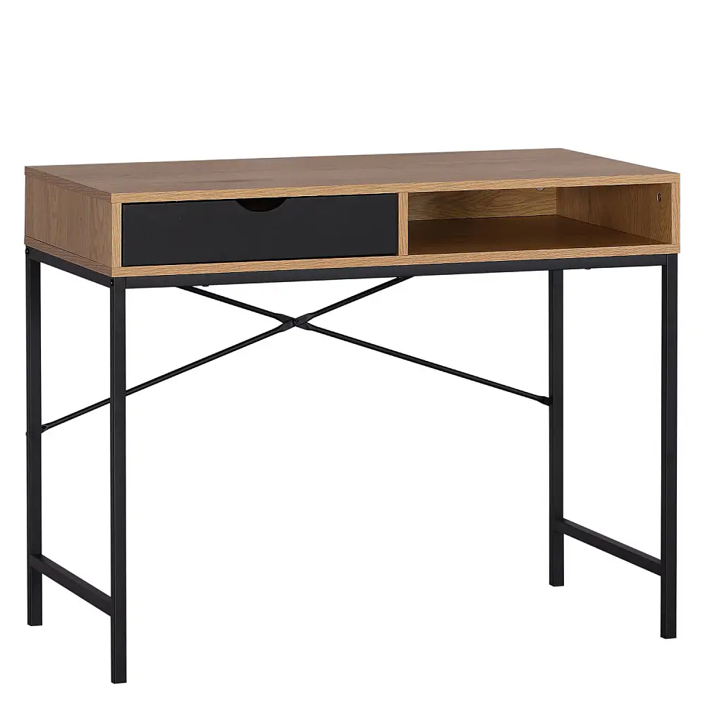 ArteLibre Γραφείο ArteLibre FENWICK Δρυς/Μαύρο Μοριοσανίδα/Μέταλλο 98x48x76.3cm - 15340031 - inde.gr