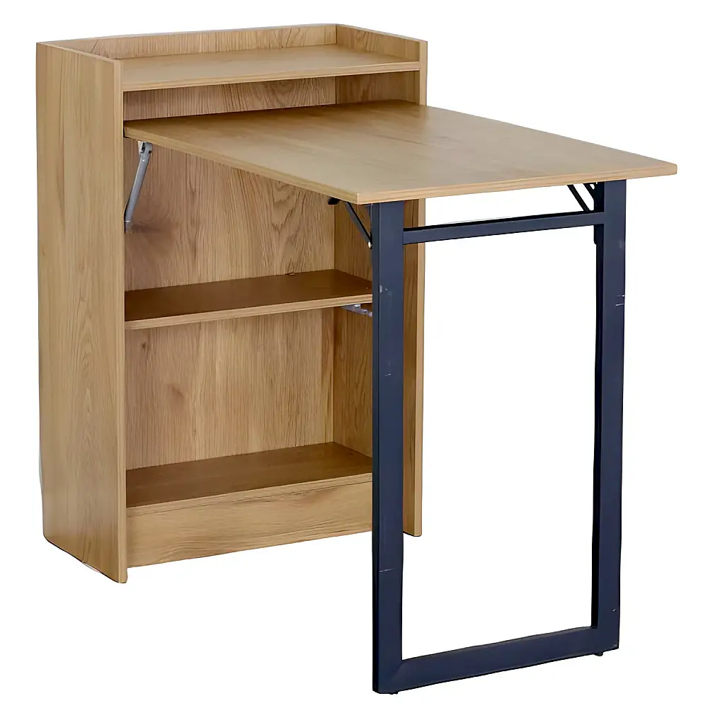 ArteLibre Γραφείο ArteLibre GALWYN Πτυσσόμενο Δρυς/Μαύρο Μοριοσανίδα/Μέταλλο 102x58x85.5cm - 15340032 - inde.gr