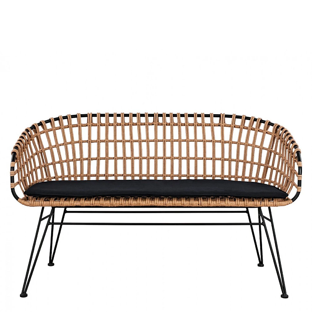ArteLibre Καναπές Κήπου ArteLibre ARVENIUS Φυσικό/Μαύρο Rattan 124x57x77cm - 14510064 - inde.gr