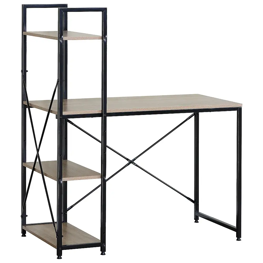 ArteLibre Γραφείο ArteLibre JORVIK Με Ράφια Δρυς/Μαύρο Μοριοσανίδα/Μέταλλο 100x52x120cm - 15340035 - inde.gr