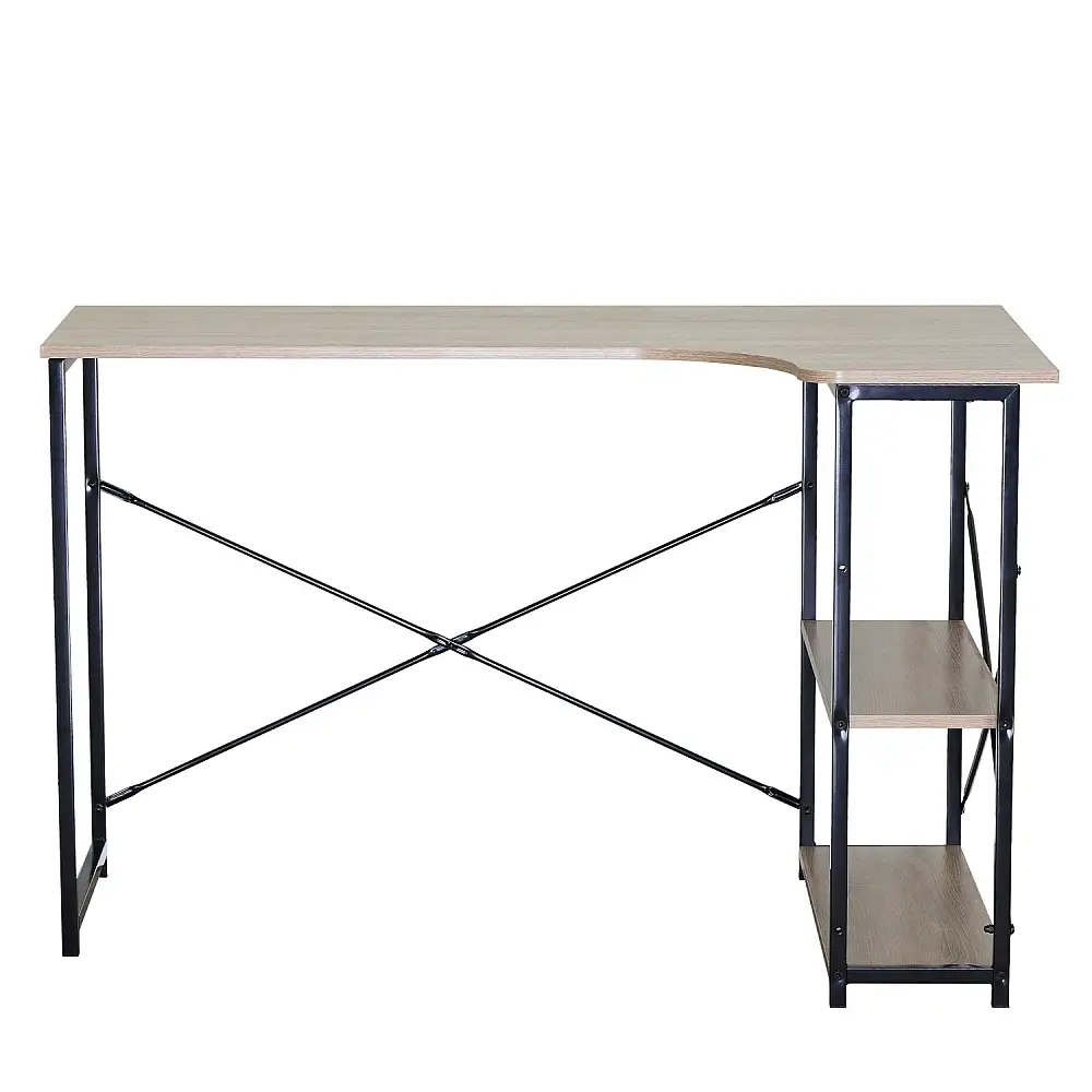 ArteLibre Γραφείο ArteLibre KELSTON Με Ράφια Δρυς/Μαύρο Μοριοσανίδα/Μέταλλο 120x73x75cm - 15340036 - inde.gr