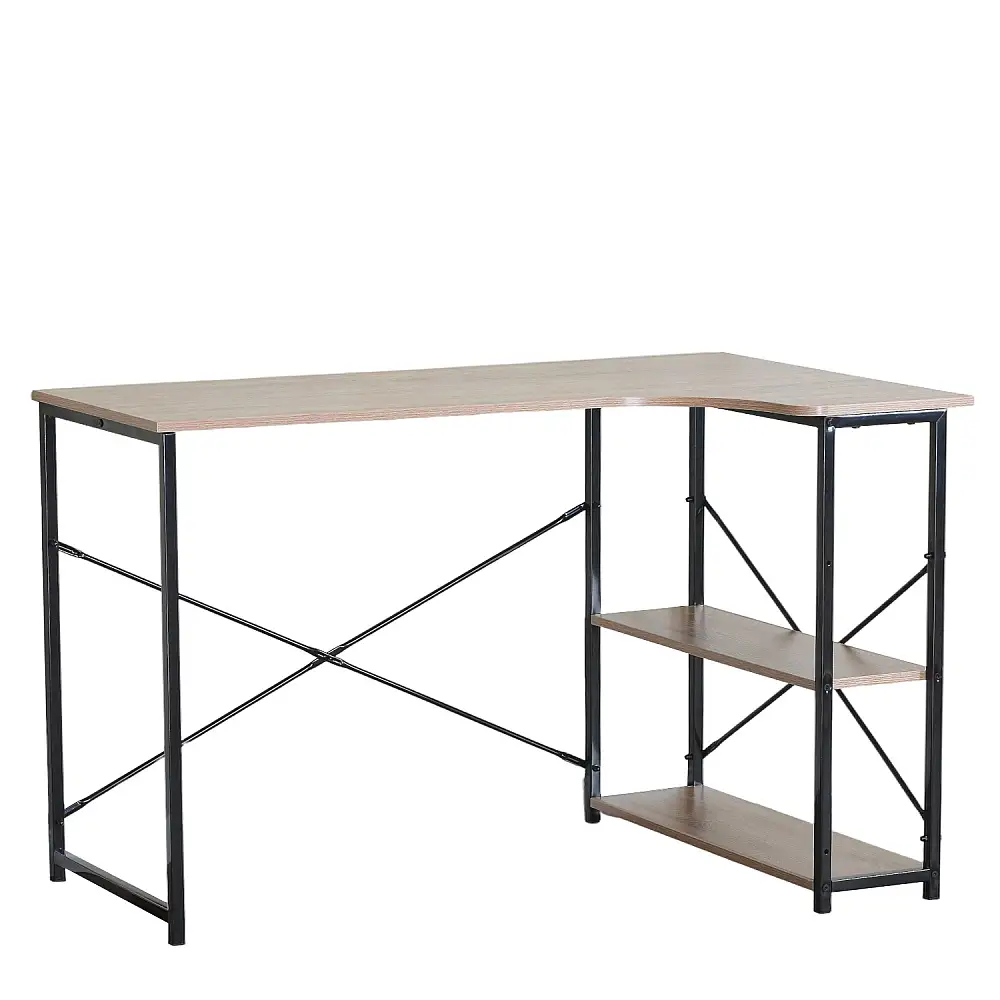 ArteLibre Γραφείο ArteLibre KELSTON Με Ράφια Δρυς/Μαύρο Μοριοσανίδα/Μέταλλο 120x73x75cm - 15340036 - inde.gr