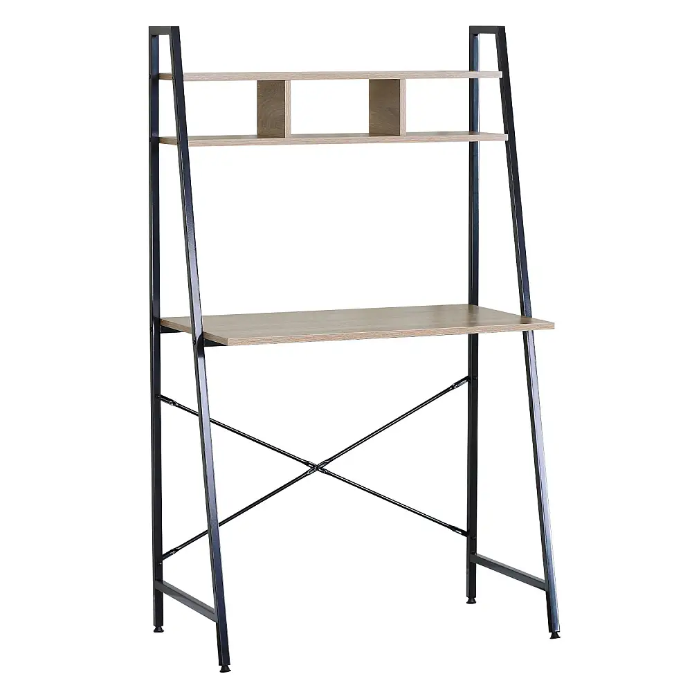 ArteLibre Γραφείο ArteLibre LYNDALE Με Ράφια Δρυς/Μαύρο Μοριοσανίδα/Μέταλλο 84x46x142cm - 15340037 - inde.gr