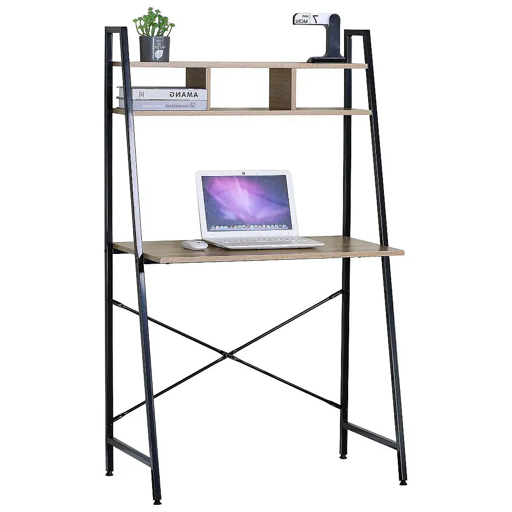 ArteLibre Γραφείο ArteLibre LYNDALE Με Ράφια Δρυς/Μαύρο Μοριοσανίδα/Μέταλλο 84x46x142cm - 15340037 - inde.gr