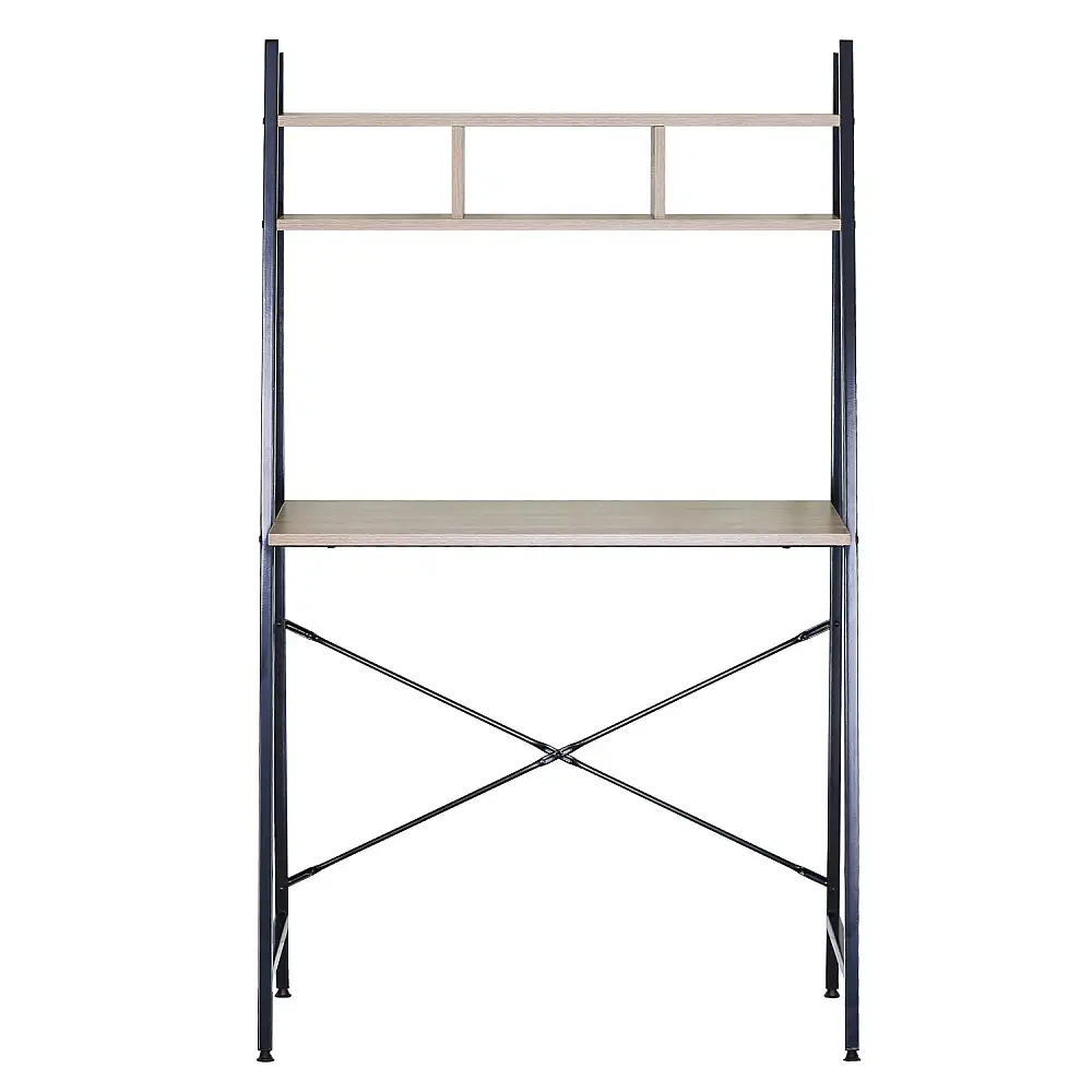 ArteLibre Γραφείο ArteLibre LYNDALE Με Ράφια Δρυς/Μαύρο Μοριοσανίδα/Μέταλλο 84x46x142cm - 15340037 - inde.gr