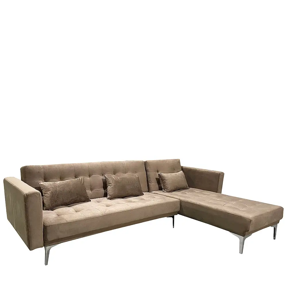 ArteLibre Καναπές Κρεβάτι Γωνιακός ArteLibre ARION Καφέ Ύφασμα 244x162x84cm - 14290031 - inde.gr