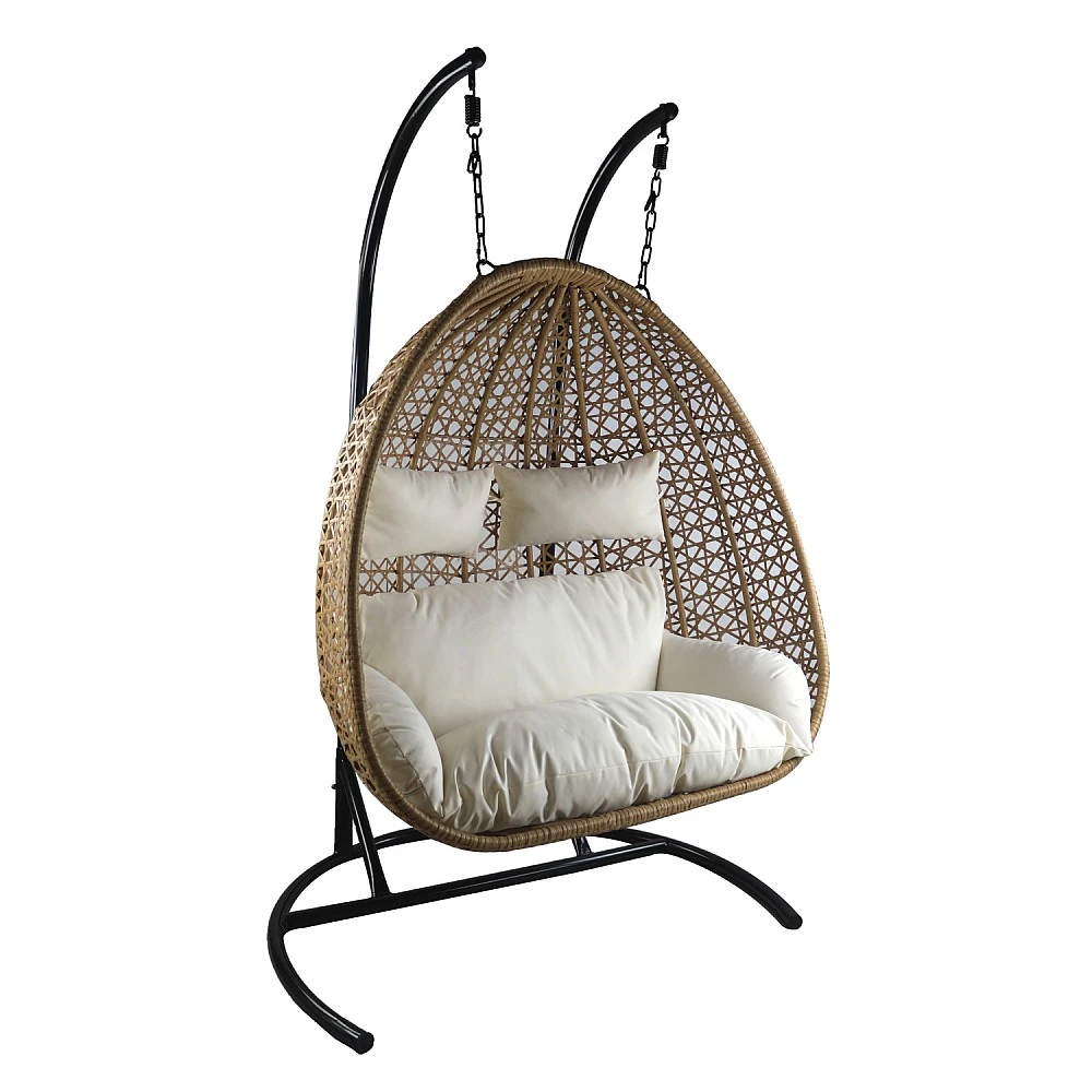 ArteLibre Κούνια Πολυθρόνα ArteLibre ABRONIUS Φυσικό Μέταλλο/Rattan 130x68x195cm - 14510014 - inde.gr