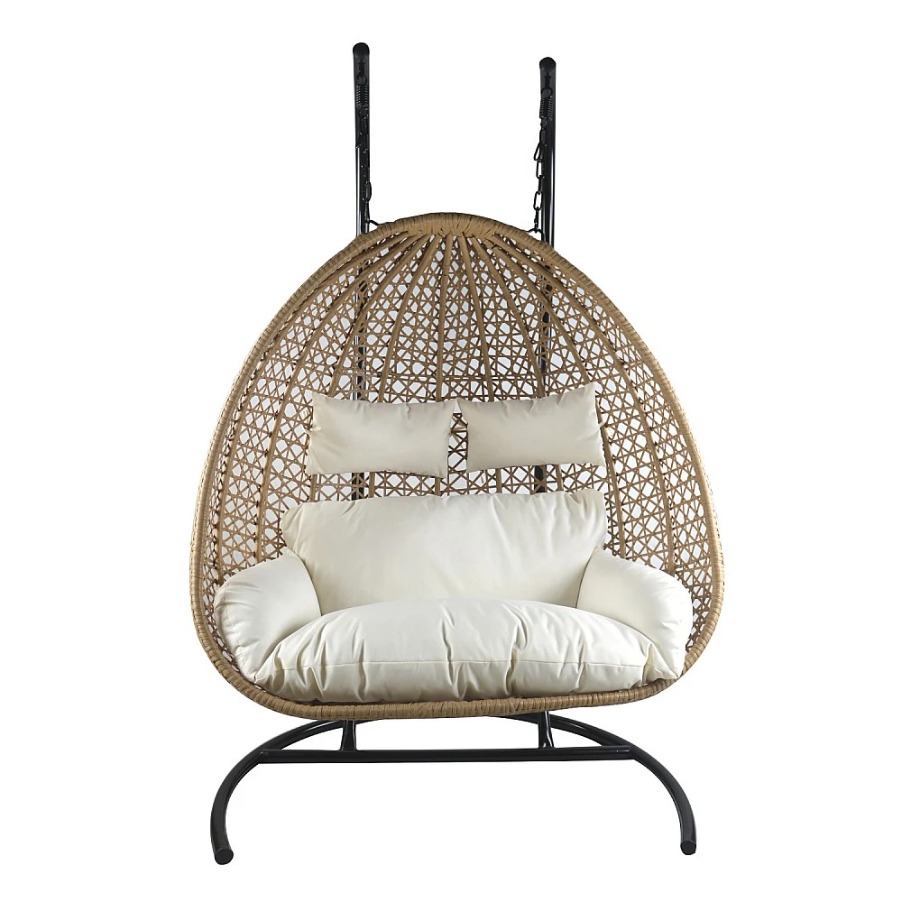 ArteLibre Κούνια Πολυθρόνα ArteLibre ABRONIUS Φυσικό Μέταλλο/Rattan 130x68x195cm - 14510014 - inde.gr