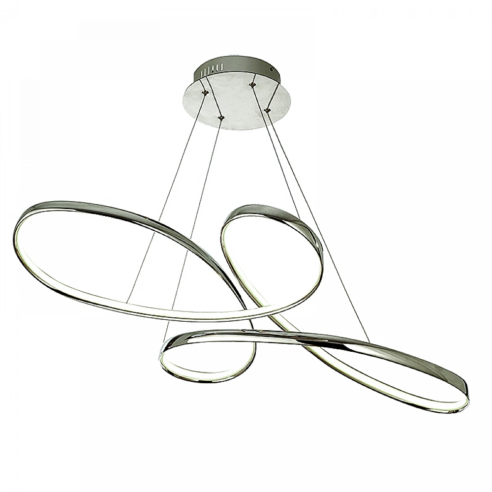 InLight Κρεμαστό φωτιστικό LED 56W 3CCT (by switch) από αλουμίνιο σε χρώμιο απόχρωση D:100cm (6151-CH)