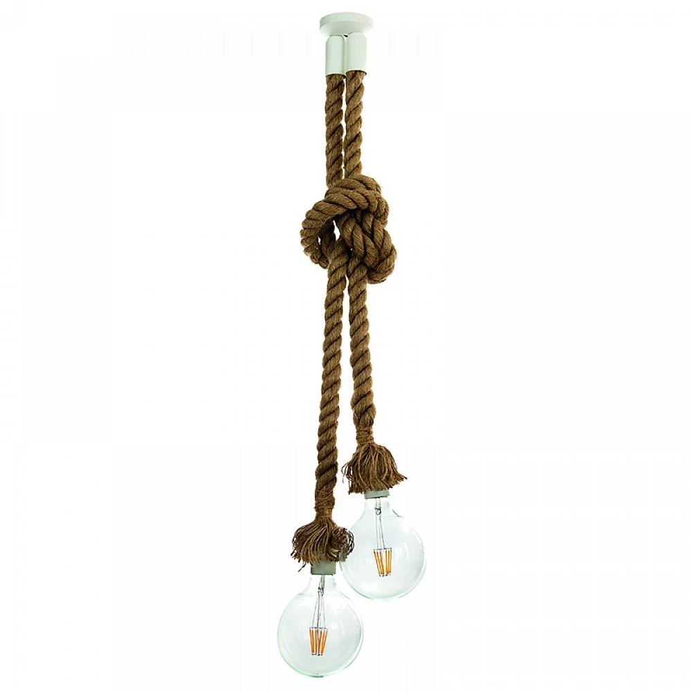 InLight Κρεμαστό φωτιστικό από καφέ σχοινί 2XE27 D:160cm (4381-2-WH)