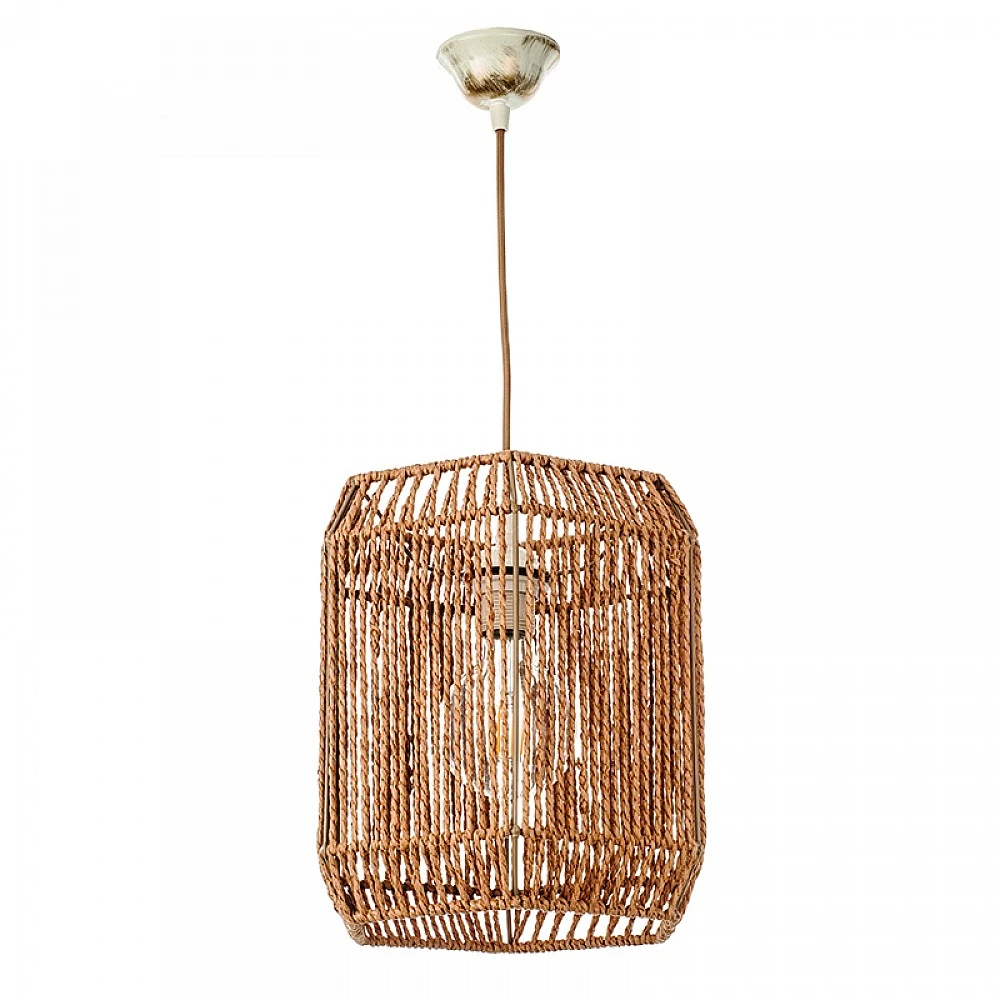 InLight Κρεμαστό φωτιστικό καφέ από σχοινί 1XE27 D:24cm (4504)