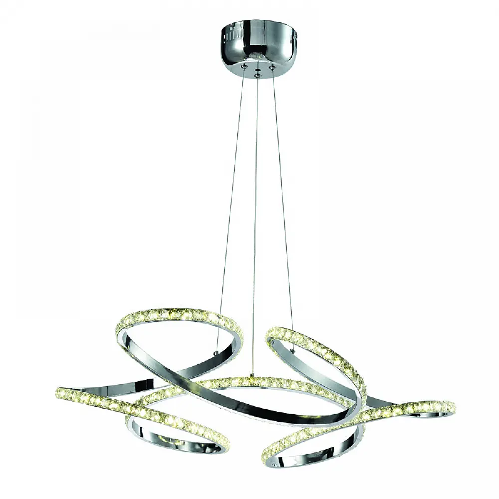 InLight Κρεμαστό φωτιστικό LED 85W 4000K από χρώμιο αλουμίνιο και κρύσταλλα D:60cm (6181-Χρώμιο)