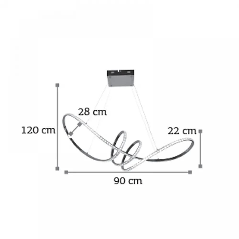 InLight Κρεμαστό φωτιστικό LED 75W 4000K από χρώμιο αλουμίνιο και κρύσταλλα D:90cm (6182-Χρώμιο)