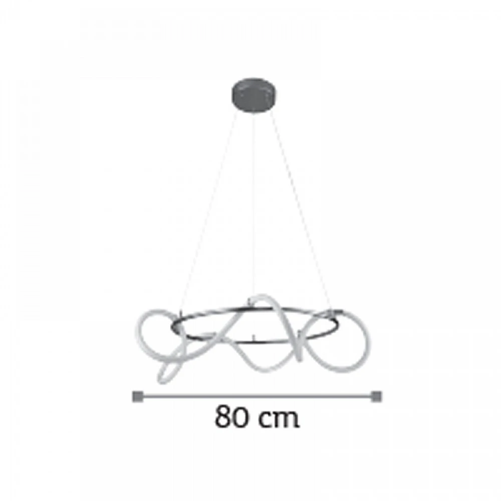 InLight Κρεμαστό φωτιστικό LED 80W 3000K από χρώμιο μέταλλο και σωλήνα σιλικόνης D:80cm (6017-A-CH)
