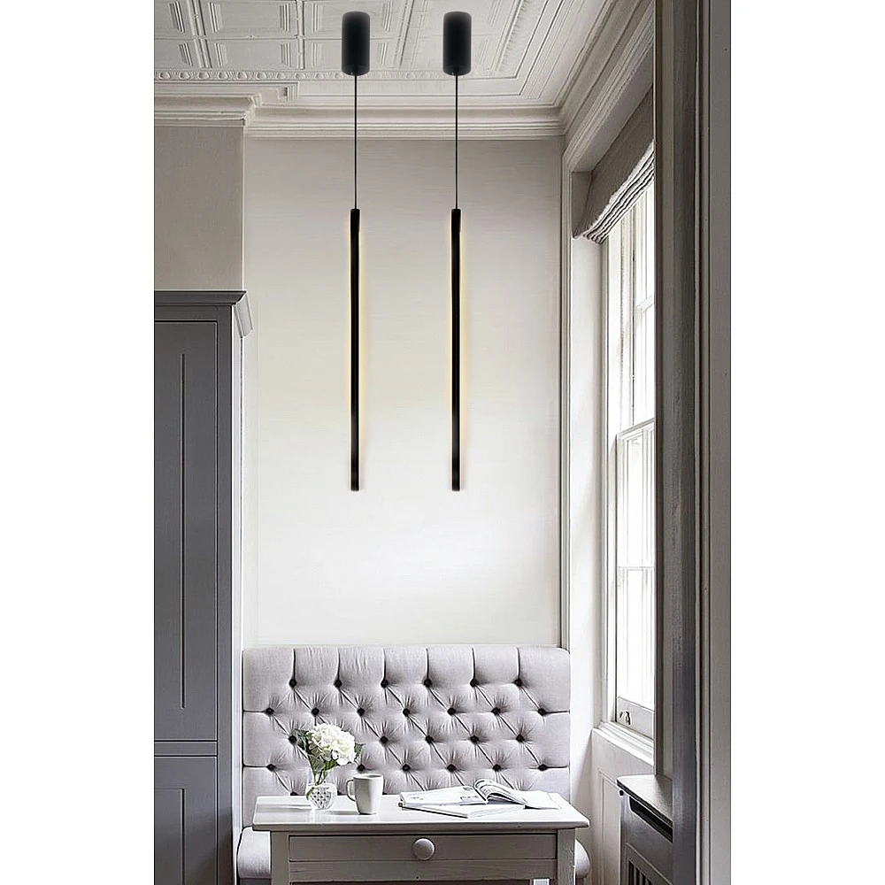InLight Κρεμαστό φωτιστικό LED 7W 3000K από μαύρο μέταλλο και ακρυλικό D:60cm (6023-Black)