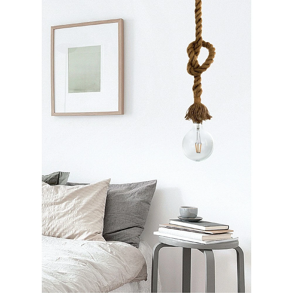 InLight Κρεμαστό φωτιστικό από καφέ σχοινί 1XE27 D:130cm (4381-1-WH)