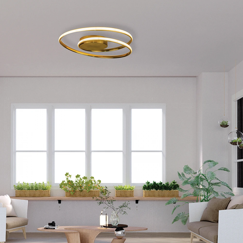 InLight Πλαφονιέρα οροφής LED 36W 3CCT από αλουμίνιο σε χρυσαφί απόχρωση D:55cm (42028-GL) InLight Πλαφονιέρα οροφής LED 36W 3CCT από αλουμίνιο σε χρυσαφί απόχρωση D:55cm (42028-GL)