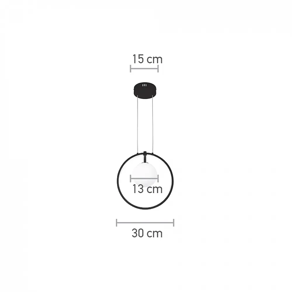 InLight Κρεμαστό φωτιστικό LED 14W 3000K και 1XG9 σε μαύρο χρώμα D:30cm (6061-BL)