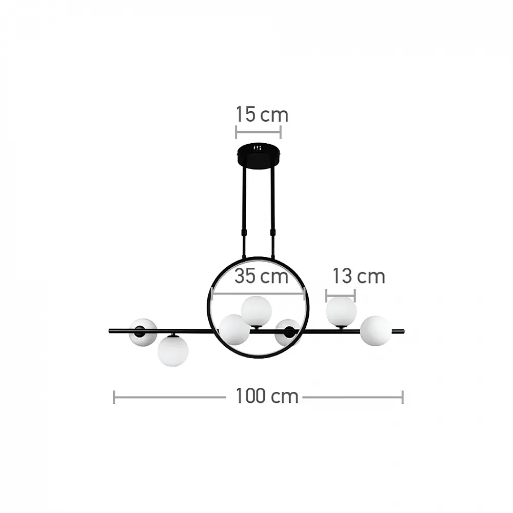 InLight Κρεμαστό φωτιστικό LED 14W 3000K και 7XG9 σε μαύρο χρώμα D:100cm (6062-BL)