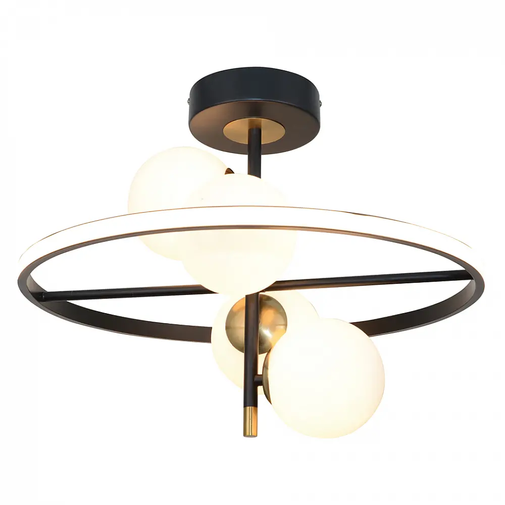 InLight Κρεμαστό φωτιστικό LED 20W 3000K και 4XG9 σε μαύρο και χρυσαφί χρώμα D:50cm (6063)
