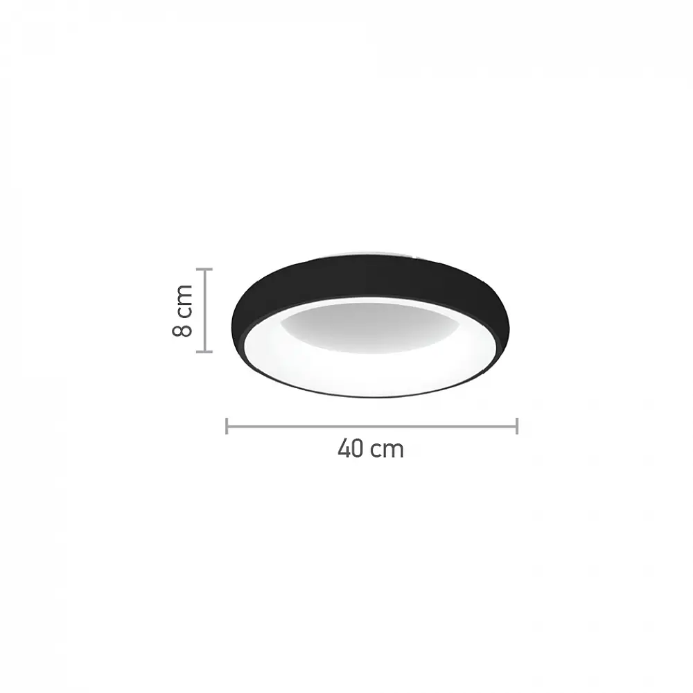 InLight Πλαφονιέρα οροφής LED 24W 3CCT (by tuya) από μαύρο και λευκό ακρυλικό D:40cm (42020-B-Black)