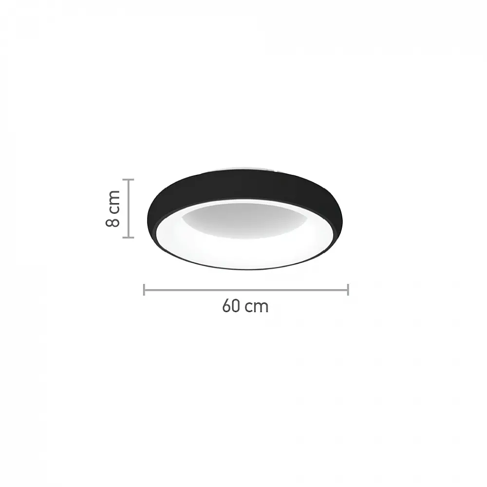 InLight Πλαφονιέρα οροφής LED 36W 3CCT (by tuya) από μαύρο και λευκό ακρυλικό D:60W (42020-A-Black)