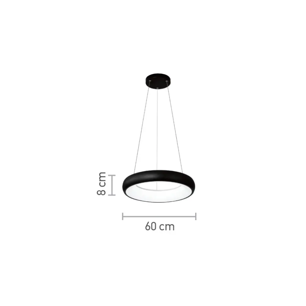 InLight Κρεμαστό φωτιστικό LED 36W 3CCT από μαύρο και λευκό ακρυλικό D:60cm (42023-Α-Black)