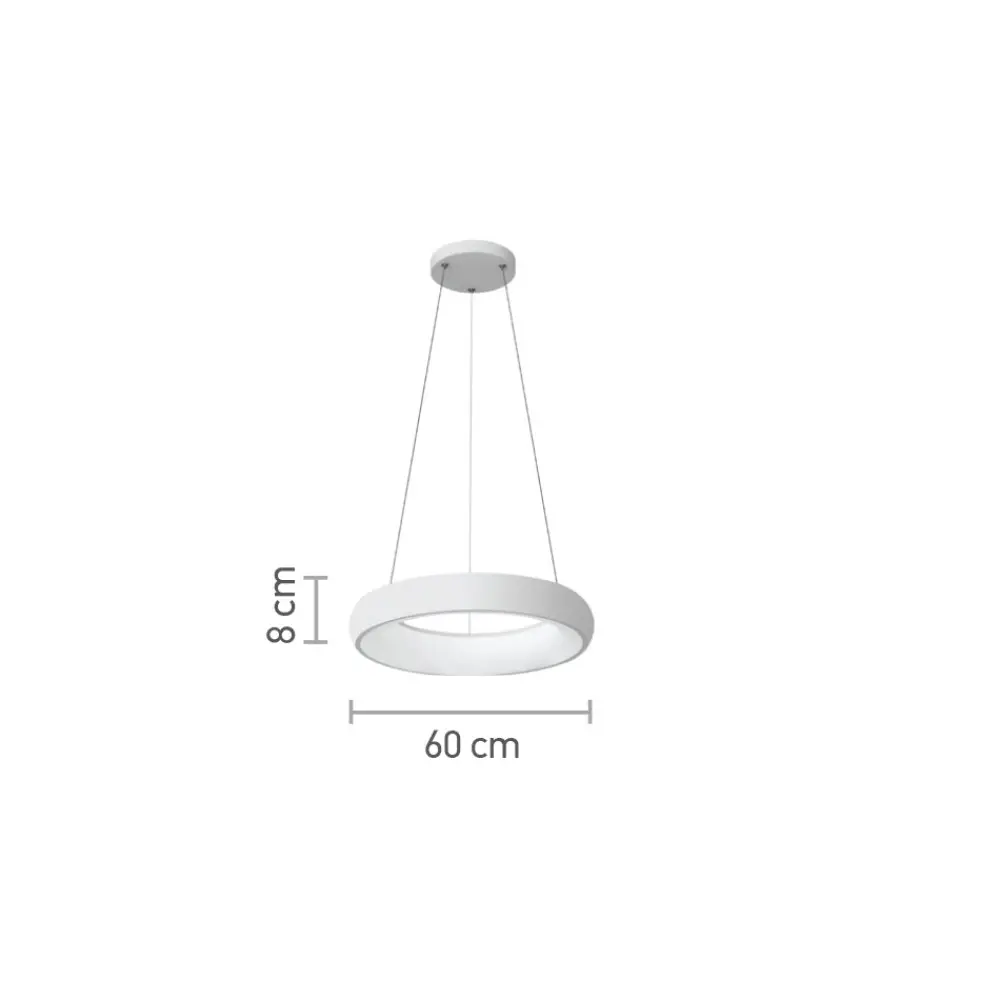 InLight Κρεμαστό φωτιστικό LED 36W 3CCT από λευκό ακρυλικό D:60cm (42023-A-White)