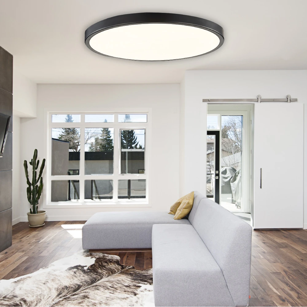 InLight Πλαφονιέρα οροφής LED 50W 3CCT (by switch on base) από μαύρο μέταλλο και ακρυλικό D:80cm (42035-A-Black)