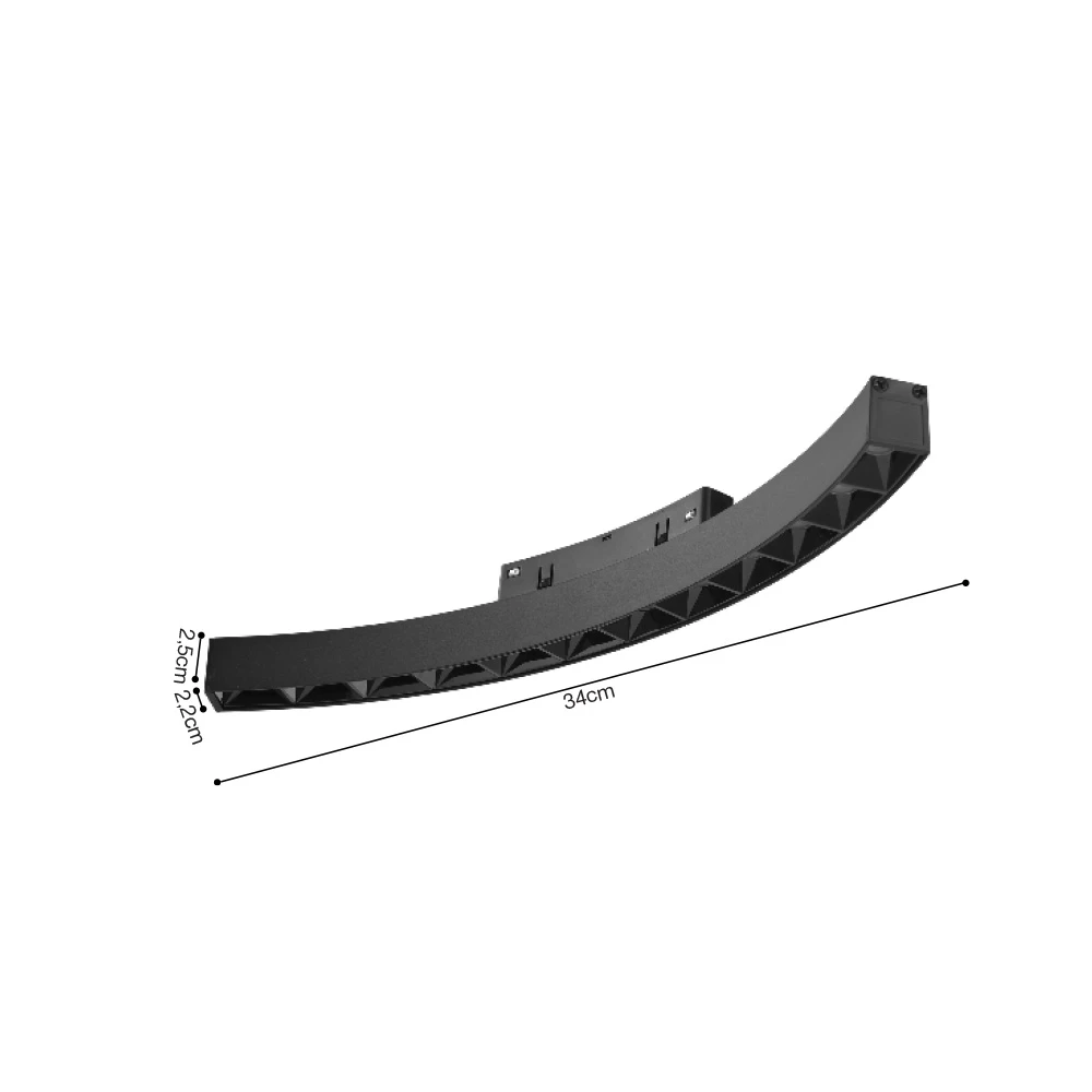 Inlight Γραμμικό φωτιστικό LED 12W 3CCT για Curved μαγνητική ράγα σε μαύρη απόχρωση D:34x2,2x2,5cm (TMC0041-Black)