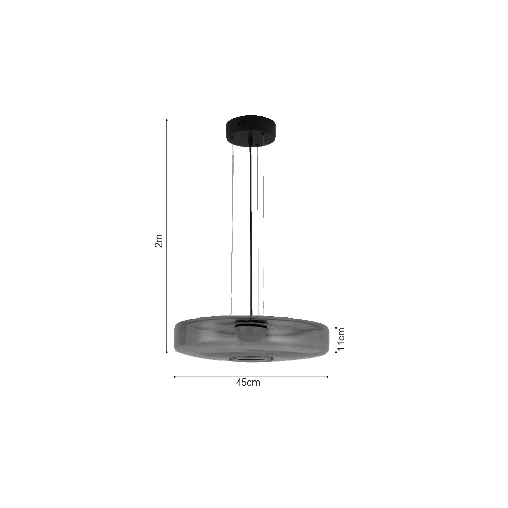 Inlight Κρεμαστό φωτιστικό από φιμέ γυαλί 12W 1644LM 3000K D:45x11cm (4069-Smoky)