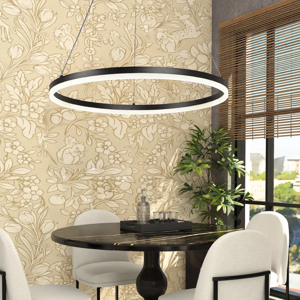 InLight Κρεμαστό φωτιστικό LED 45W 3CCT (by switch on base) D:60cm (6095-C-Black)