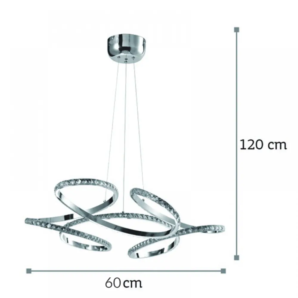 InLight Κρεμαστό φωτιστικό LED 85W 4000K από χρώμιο αλουμίνιο και κρύσταλλα D:60cm (6181-Χρώμιο) InLight Κρεμαστό φωτιστικό LED 85W 4000K από χρώμιο αλουμίνιο και κρύσταλλα D:60cm (6181-Χρώμιο)