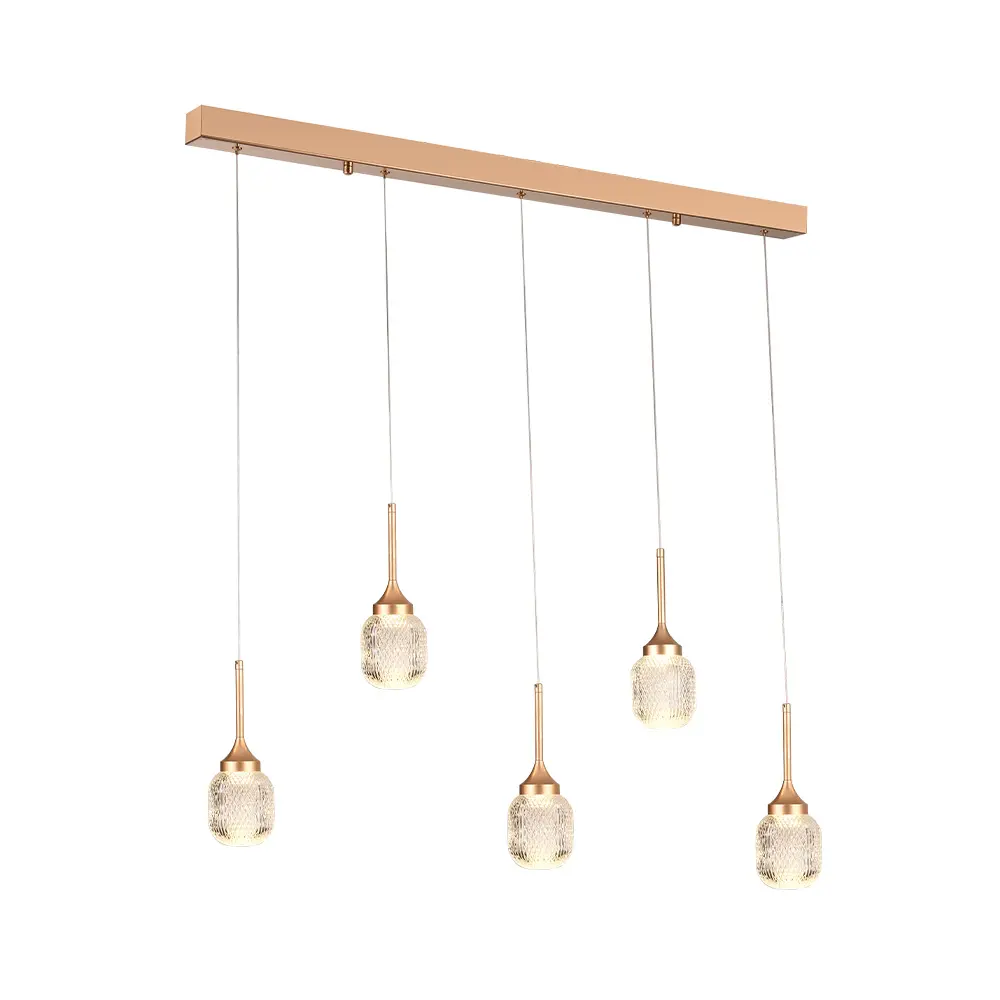 Inlight Κρεμαστό φωτιστικό LED 5*10W από χρυσαφί μέταλλο και ακρυλικό D:60x200cm (4077R-5-Golden) Inlight Κρεμαστό φωτιστικό LED 5*10W από χρυσαφί μέταλλο και ακρυλικό D:60x200cm (4077R-5-Golden)