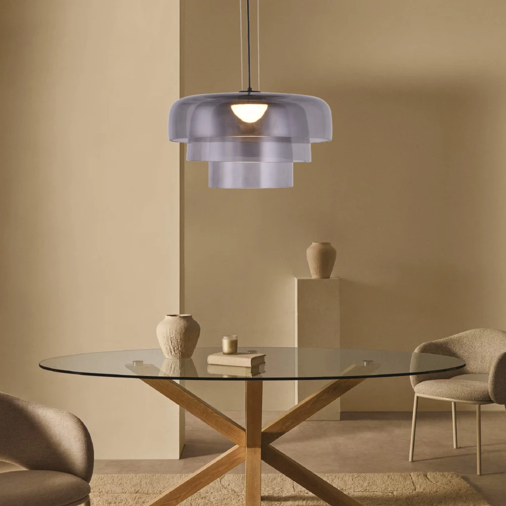 Inlight Κρεμαστό Φωτιστικό LED 12W 3000Κ απο φιμέ γυαλί D:42x23cm (4068-Smoky)