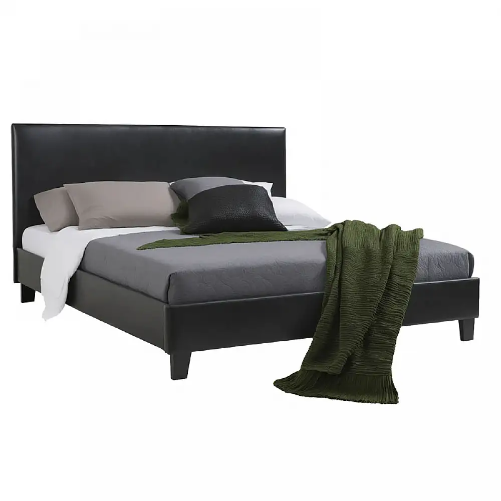 Κρεβάτι Nevil pakoworld 150x200 PU χρώμα μαύρο ματ