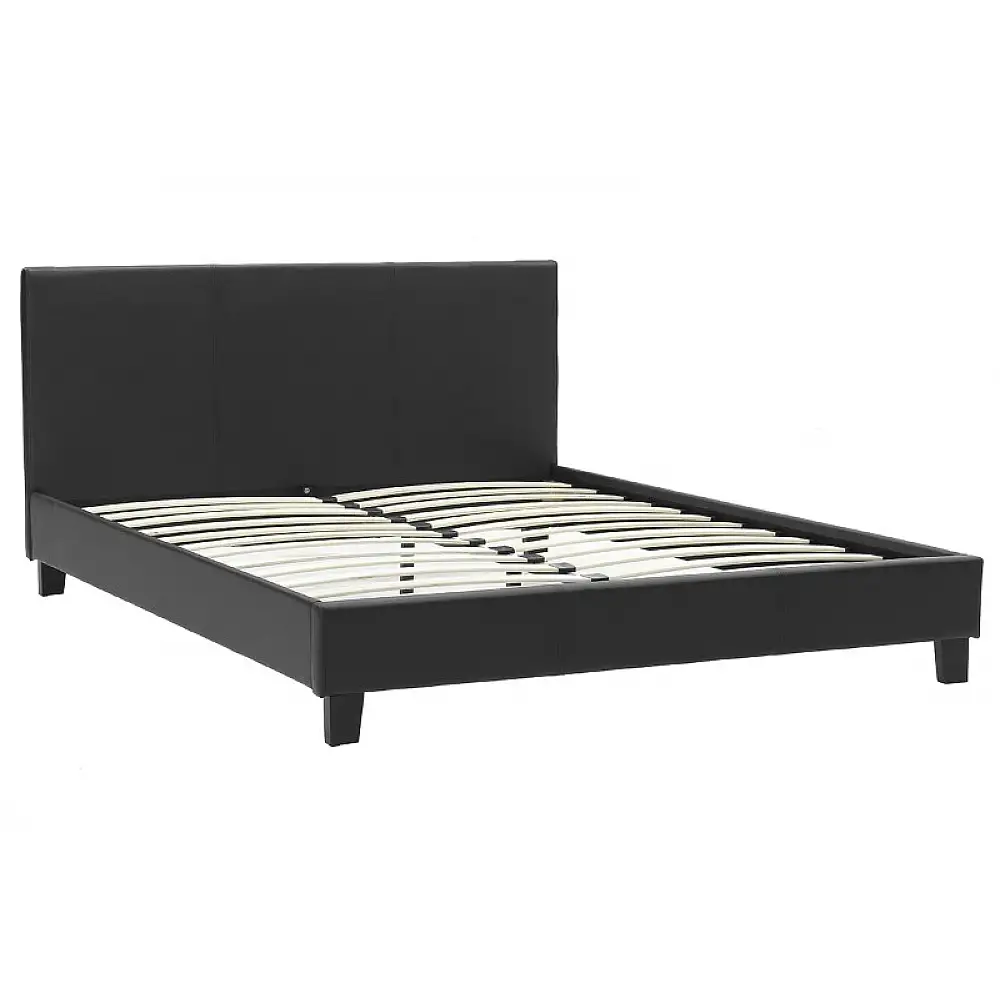 Κρεβάτι Nevil pakoworld 150x200 PU χρώμα μαύρο ματ