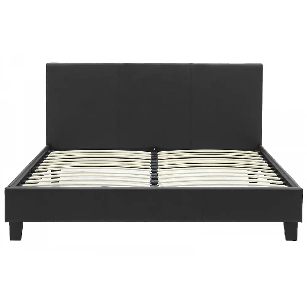 Κρεβάτι Nevil pakoworld 150x200 PU χρώμα μαύρο ματ
