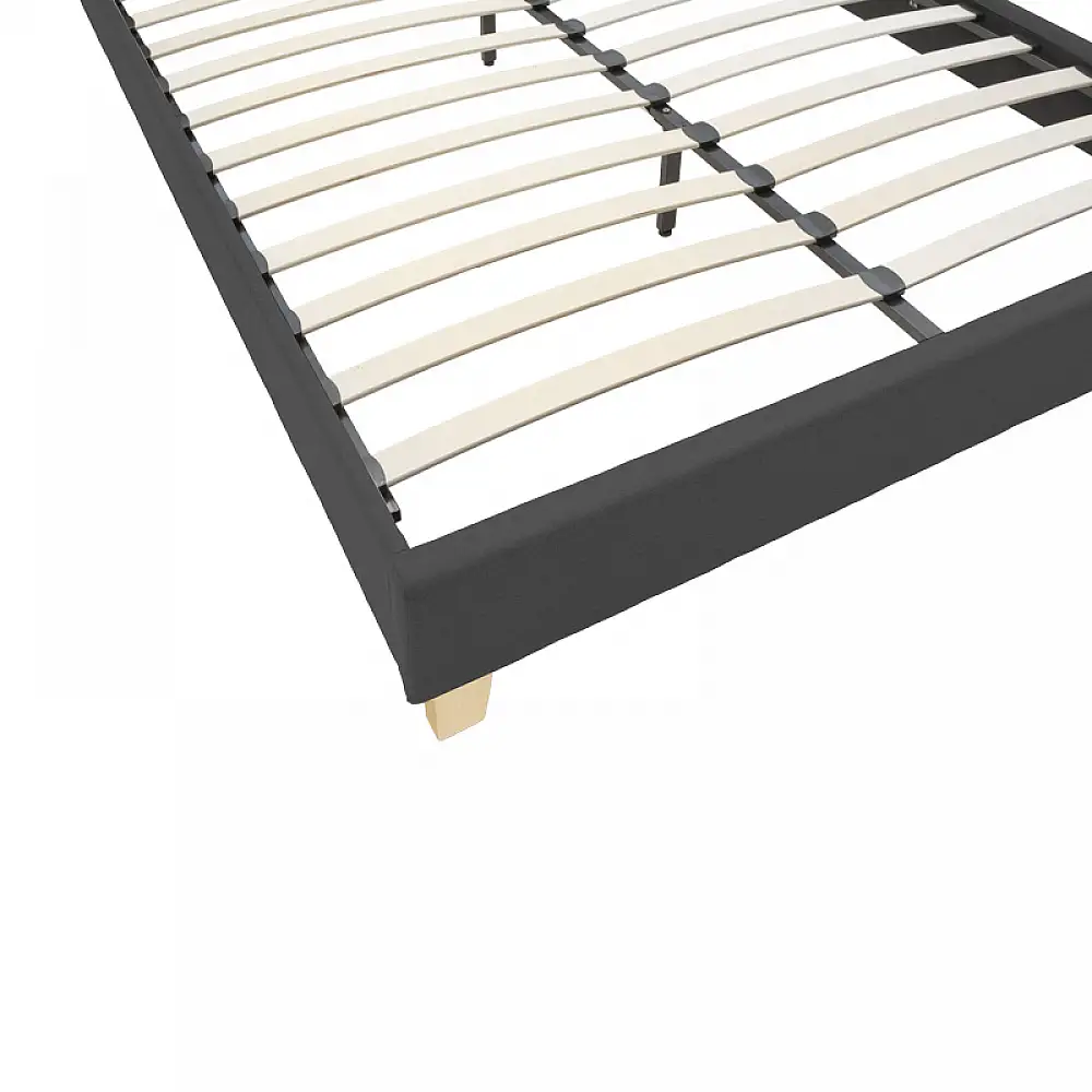 Κρεβάτι Mago pakoworld ύφασμα σε ανθρακί απόχρωση με ξύλινο πόδι 160x200εκ