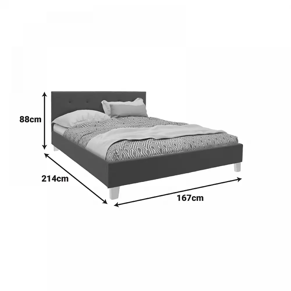 Κρεβάτι Mago pakoworld ύφασμα σε ανθρακί απόχρωση με ξύλινο πόδι 160x200εκ